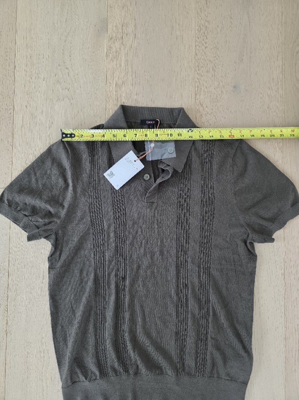 Cotton-Silk Ribbed Short Sleeve Sweater Polo - Olive - Picture 13 of 15